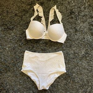Aerie high waisted white bikini